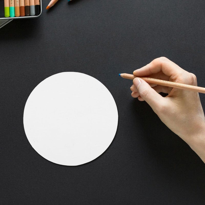 HEALLILY 8Pcs 10 Inch Round Canvas Painting Board Set for Artists White Circle Canvases for Oil Painting DIY Crafts and Art Projects - Image 5